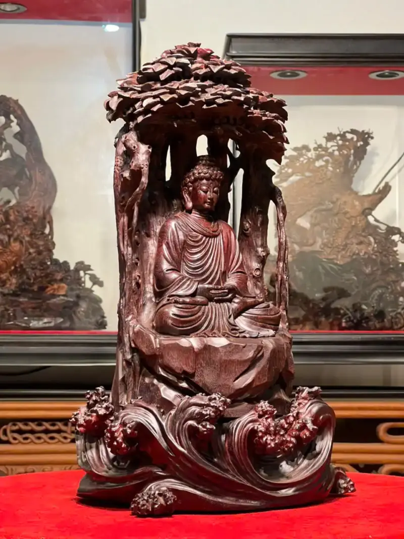 Tượng Phật A Di Đà Gỗ Tử Đàn Ấn Độ Cao 41cm