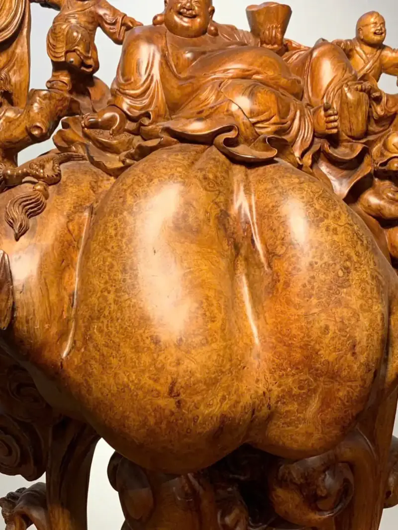 Tượng Di Lặc Gỗ Nu Hương Cao 73cm