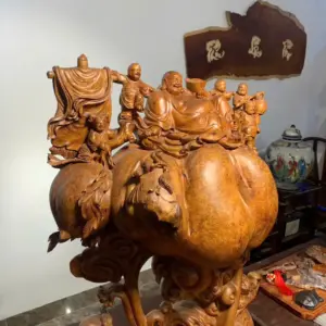 Tượng Di Lặc Gỗ Nu Hương Cao 73cm