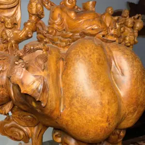 Tượng Di Lặc Gỗ Nu Hương Cao 73cm