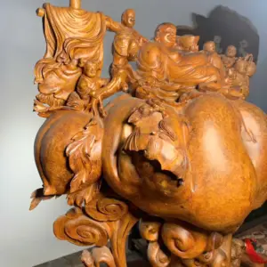 Tượng Di Lặc Gỗ Nu Hương Cao 73cm