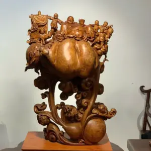 Tượng Di Lặc Gỗ Nu Hương Cao 73cm