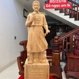 z7873560025032_56a18ee5c1dcaeabcdf9b85dc441ed5f Tượng Trần Quốc Tuấn Gỗ Ngọc Am Liền Khối Cao 80