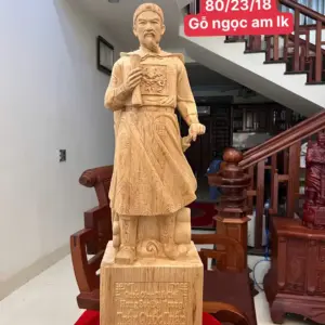 z7873560025032_56a18ee5c1dcaeabcdf9b85dc441ed5f_Trần Quốc Tuấn Gỗ Ngọc Am Liền Khối Giá 5.200 Triệu Kích Thước Cao 80cm, Ngang 23cm, Sâu 18cm Tượng Trần Quốc Tuấn Gỗ Ngọc Am Liền Khối Cao 80cm