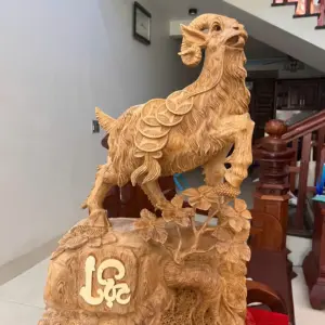 Tượng Nhất Dương Gỗ Ngọc Am Chất Gỗ Nặng Mộc Đẹp Cao 62cm