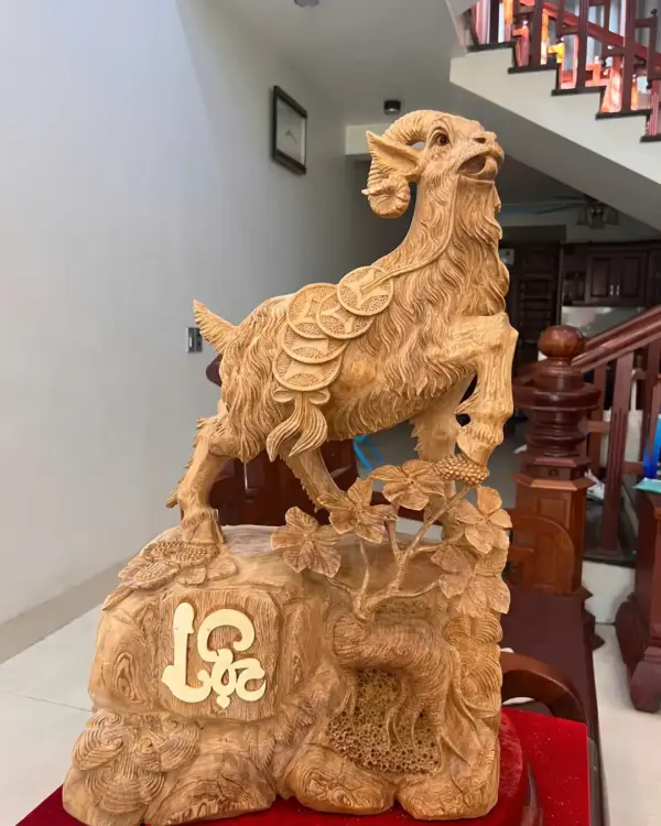 Tượng Nhất Dương Gỗ Ngọc Am Chất Gỗ Nặng Mộc Đẹp Cao 62cm