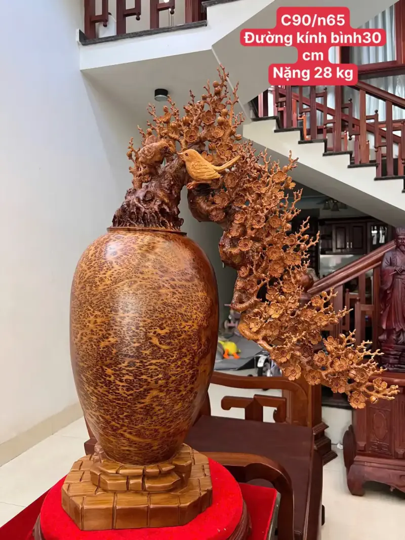 Bình Phú Quý Mai Đổ Nu Ngọc Am To Đẹp KT:90x65x30